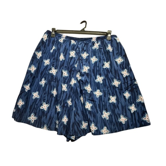 Susan Graver Pants - Susan Graver Studio NWT Size XL Blue Print Elastic Waist Pull-On‎ Shorts Light
